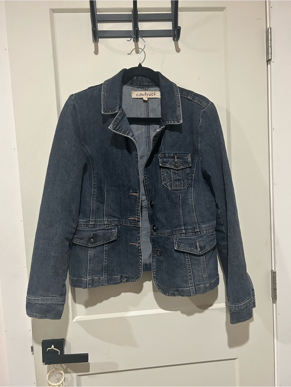 Women's Blue Denim Jacket with Button Front
